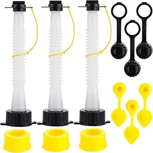 3 Gas Can Spout Replacement Kit with Improved Design Flexible Pour Nozzle Kit Gasket Stopper Vent Cap Collar Caps for Old Style Water Gas Container Automotive Vehicle Tool Repair Toolkit