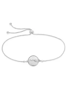 Sterling Silver CZ Constellation Disk Bolo Bracelet