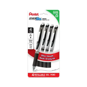 Pentel EnerGel RTX Liquid Gel Pens, Medium (0.7mm), 4-Pk