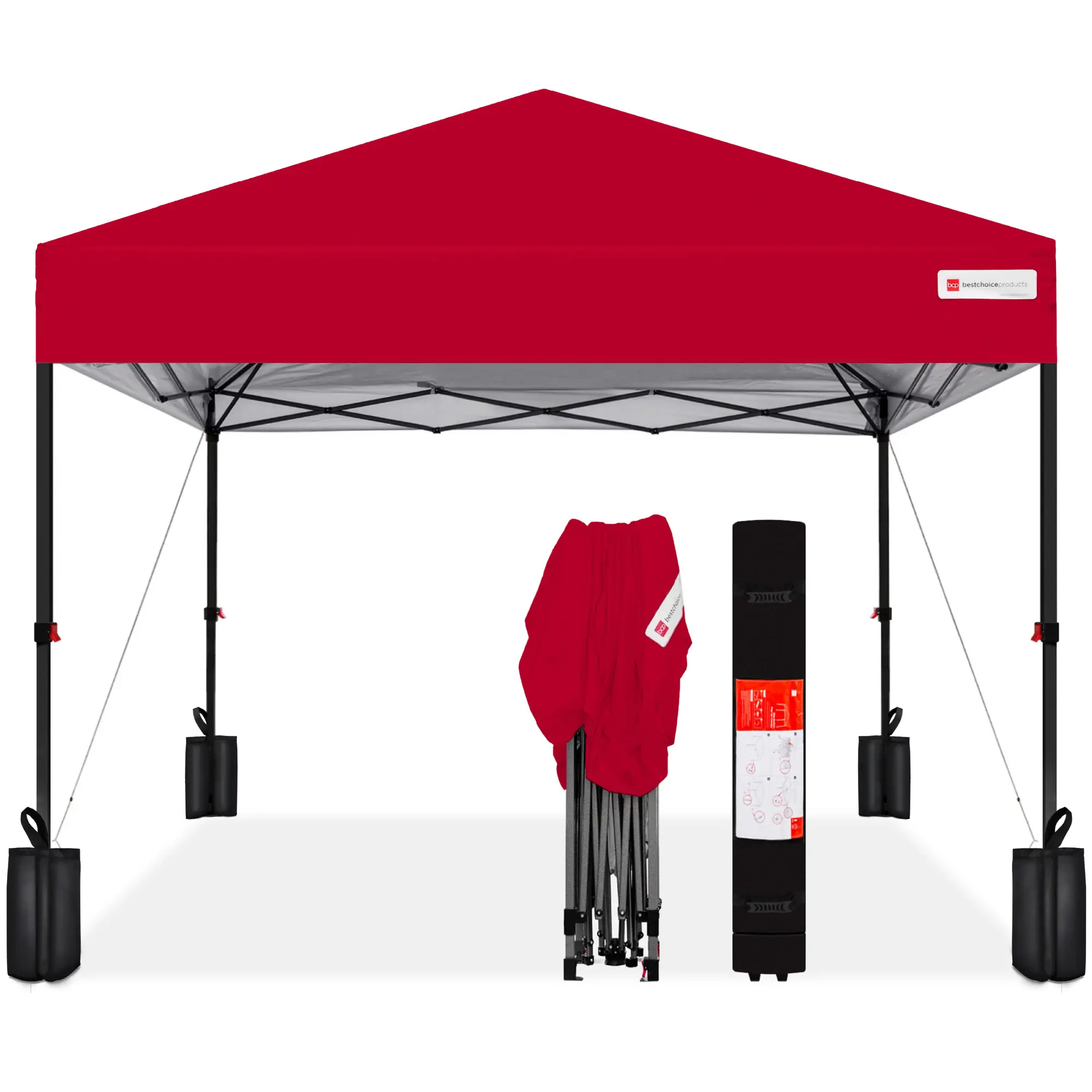 Best Choice Products 8x8ft Easy Setup Pop Up Canopy w/ 1-Button Setup, Wheeled Case, 4 Weight Bags Best Choice Products 8x8ft Easy Setup Pop Up Canopy w/ 1-Button Setup, Wheeled Case, 4 Weight Bags