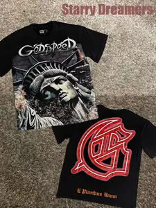 GODSPEED ( Graphic Tees, 180g Pure Cotton T-shirt) Y2K Style, Fun Patterns T-shirt, Street Style, Men's Pattern T-shirt, Simple Design, Retro Casual, Hip-hop Style