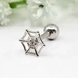 16G Spider Web Surgical Steel cartilage earring, Helix, Conch Piercing