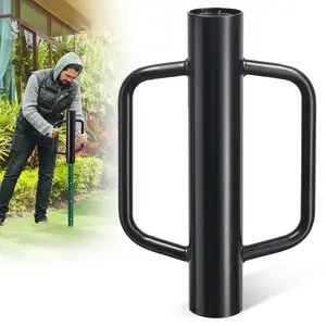Fence Post Driver, 17 Inch Post Driver with Handle, 2.7 inch Inner Diameter Hand Post Pounder, 12LB Heavy Duty Black Iron T Post Pole Pounder Hand Post Rammer for U Fence Post Wooden Post