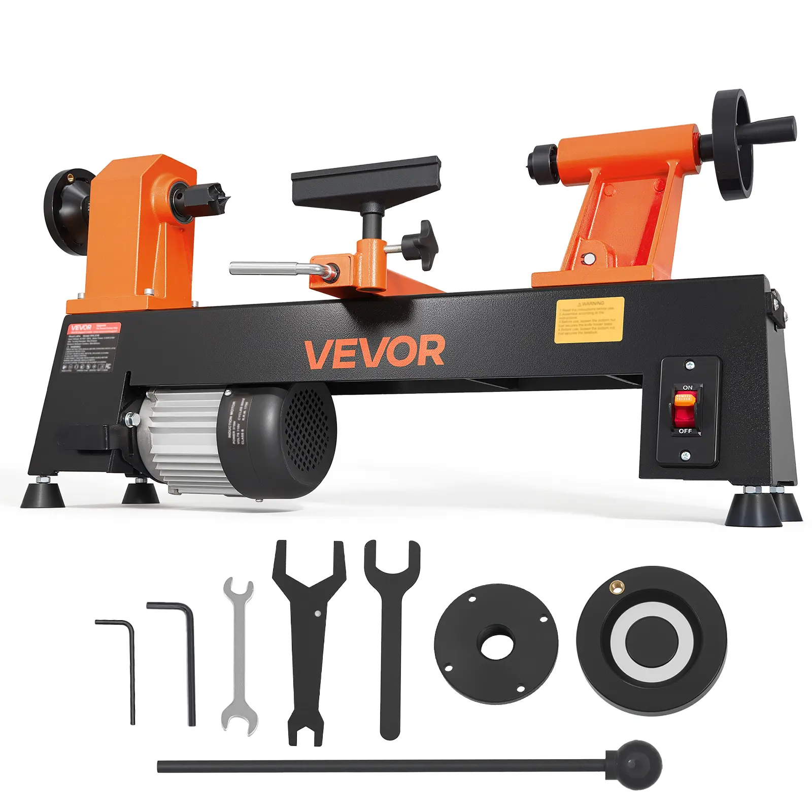 VEVOR Wood Lathe 1/2 HP 10" x 18" Benchtop Wood Lathe Machine 5 Speeds, 780/1320/1920/2640/3840 RPM, with Tool Rest, Wrenches, Feet, Heavy Duty, for Beginners DIY Enthusiasts Woodworking, Woodturning
