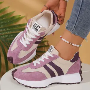 Women's low-top sneakers - lace-up casual shoes with PU cushioned soles, suitable for everyday wear, workouts, and office attire, featuring a comfortable year-round design with stylish striped patterns  sneakers collection 2