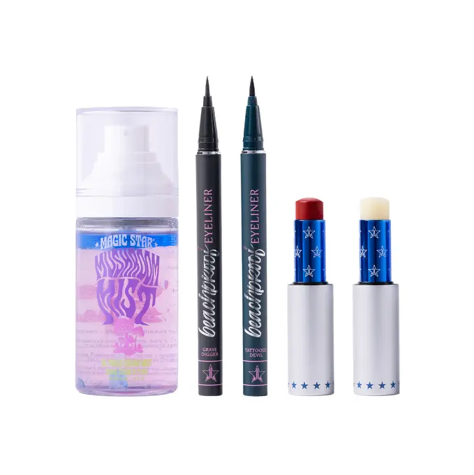 The Stage Ready Set - Magic Star Mushroom Mist, BeachProof Eyeliner 'Tattooed Devil' & 'Grave Digger', Lip Balm 'Encore' & 'Unicorn Blood'