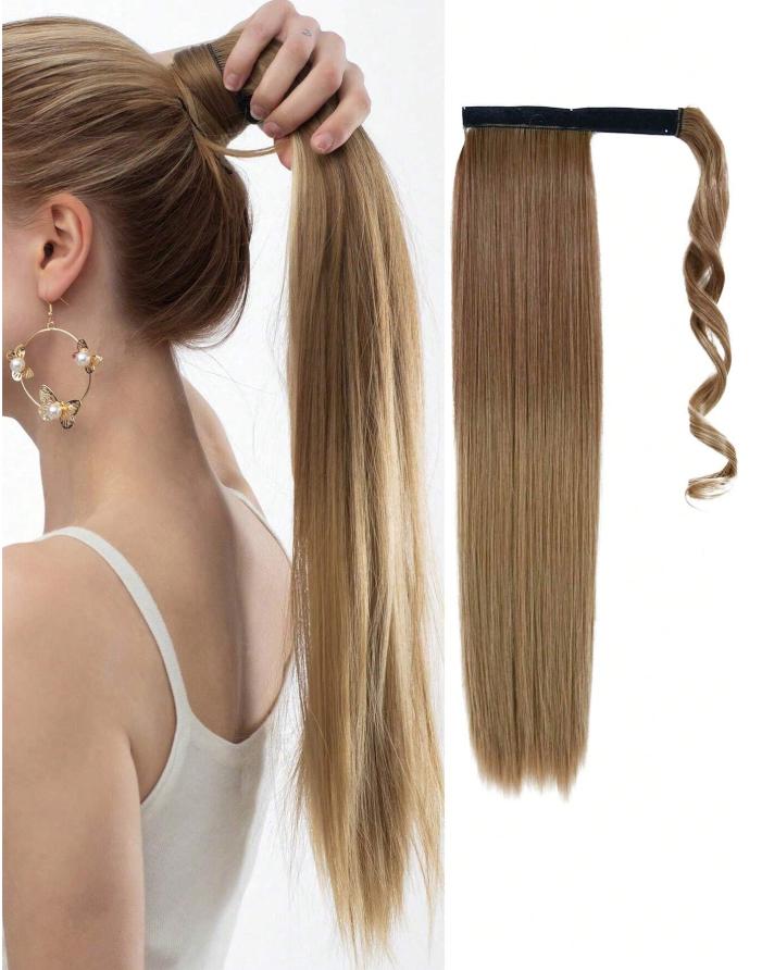 long straight hair wig piece ponytail synthetic female ponytail hair extensions