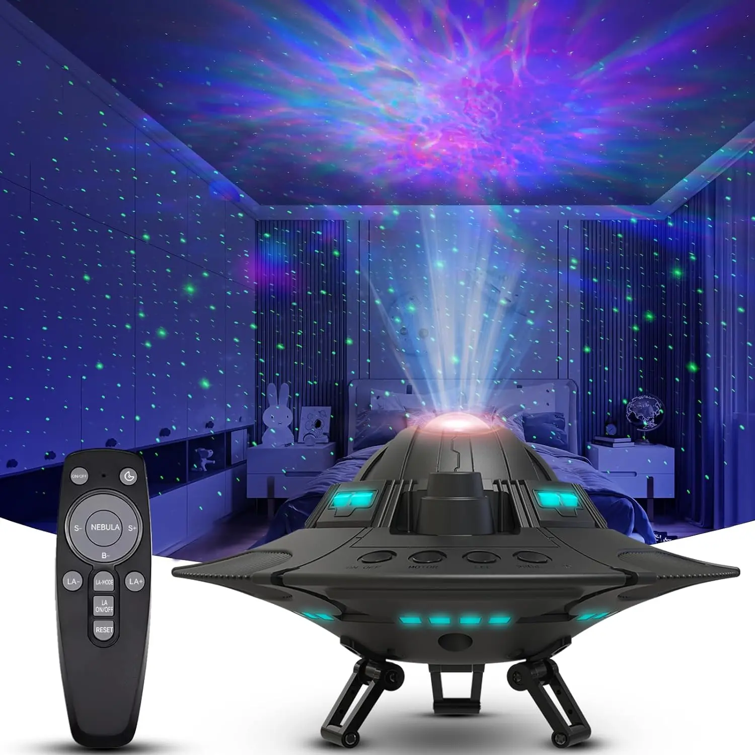 UFO Galaxy Projector - Starry Night Light for Kids & Adults, LED Room Decor, Nebula Ceiling Projector, Perfect Gift for Christmas & Game Rooms, Create a Magical Atmosphere in Any Space Guangzhou Haoshi maoyi youxiangongsi