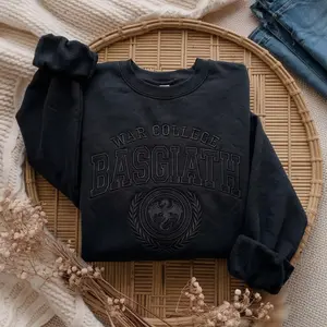 Embroidered Tone on Tone Basgiath War Collage Sweatshirt, Fourth Wing Sweatshirt, Violet Sorrengail, Xaden Riorson, Fantasy Book Dragon