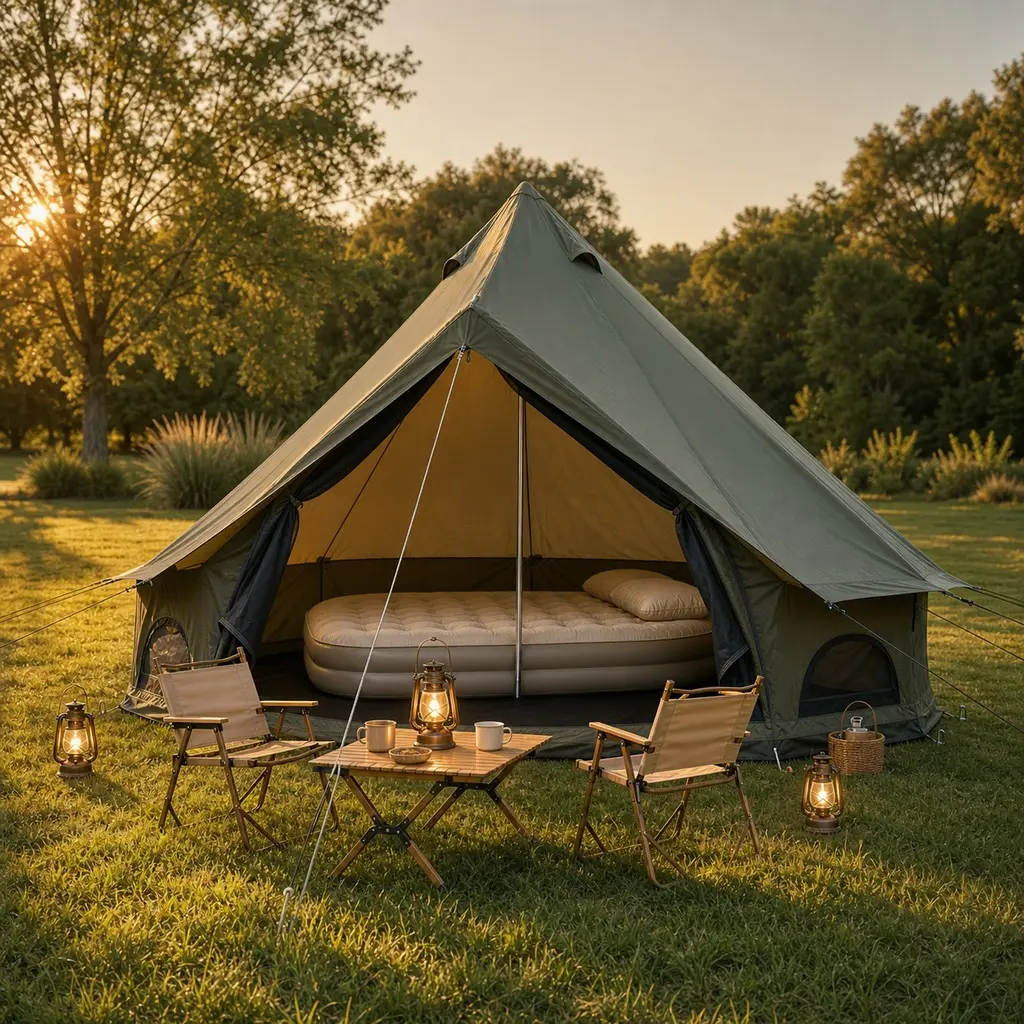 9.8ft Bell Tent for Family Camping - Spacious 3-4 Person Glamping Yurt with Stove Jack, 4 Season Oxford Hot Tent Shelter, Waterproof Polyester, Dark Green, Large Outdoor Camping Tent for Hunting Festival, Dark Green Color Options