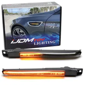 iJDMTOY Euro Dark Smoked Lens Amber LED Sequential Blink M-Package Fender Vent Grille Side Marker Turn Signal Light Kit For BMW F10 M5