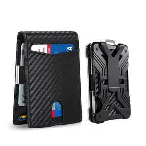 Men's Ultra-Thin RFID Blocking Wallet Set - 2pcs Minimalist Front Pocket Design Microfiber Bifold Wallet & Tactical Credit Card Holder with Multi Card Slots Large Capacity Money Clip