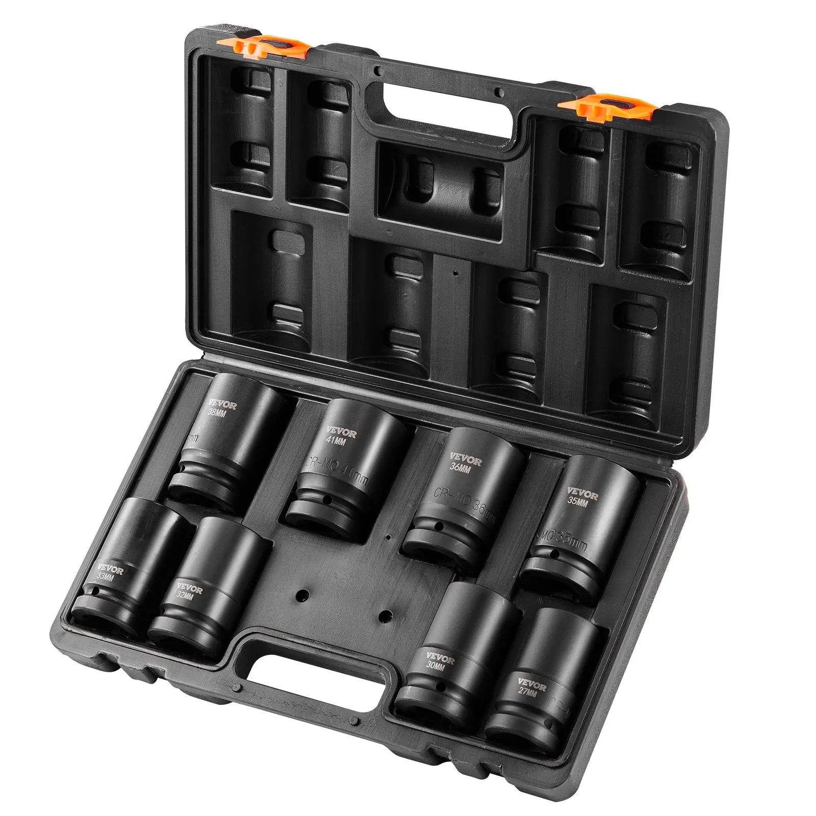 【summerfinds】VEVOR 8-Piece 6-Point 1" Drive Deep Impact Sockets Set, Industrial Work Tools Kit with High Torque Ratchet Bit, Storage Case, Ideal Father's Day Gift, Deep Socket