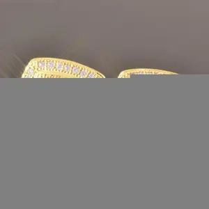 Double Layer Square Zircon Stud Earrings 925 Silver Post Hip Hop Minimalist Fashion Jewelry