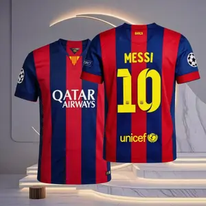 14 15/Home/Short Sleeve/10# Messi/Retro/Soccer Jersey/Fans Version/Red Blue