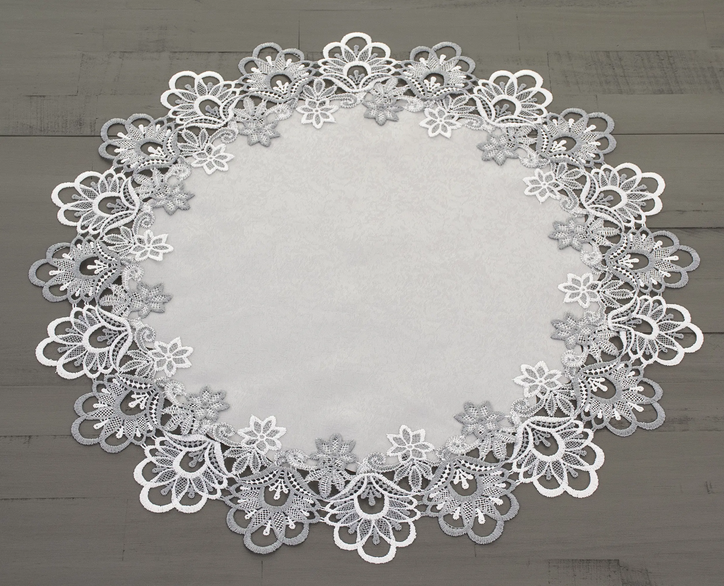 Linens Art And Things - Silver Lace Table Topper/ Tablecloth (23"/ 33" Round)