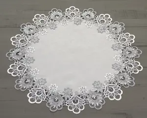 Linens Art And Things - Silver Lace Table Topper/ Tablecloth (23"/ 33" Round)