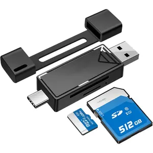2-in-1 USB-C & USB 3.0 SD Card Reader – Compatible with SDXC, SDHC, SD, MMC, Micro SDXC, Micro SD, Micro SDHC, UHS-I Cards, Micro SD Card Adapter, SD to USB Adapter, iPhone 15 Card Reader
