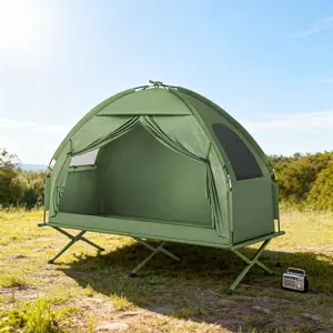 Camping Tent Cot Single Person Folding Combo Off-Ground Tent Covered Outdoor Bed with Carry Bag for Hiking Camping 76" L x 30.25" W x 46.5" H