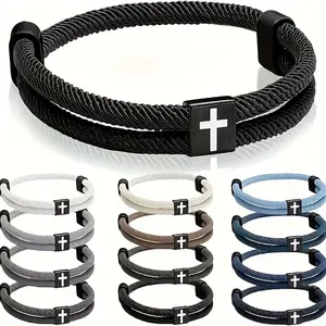 12pcs Adjustable Rope Bracelets for Women - Braided Cross Bracelets, Multi-Color Gifts, Daily Wear Jewelry Accessories & Best Friends Gift