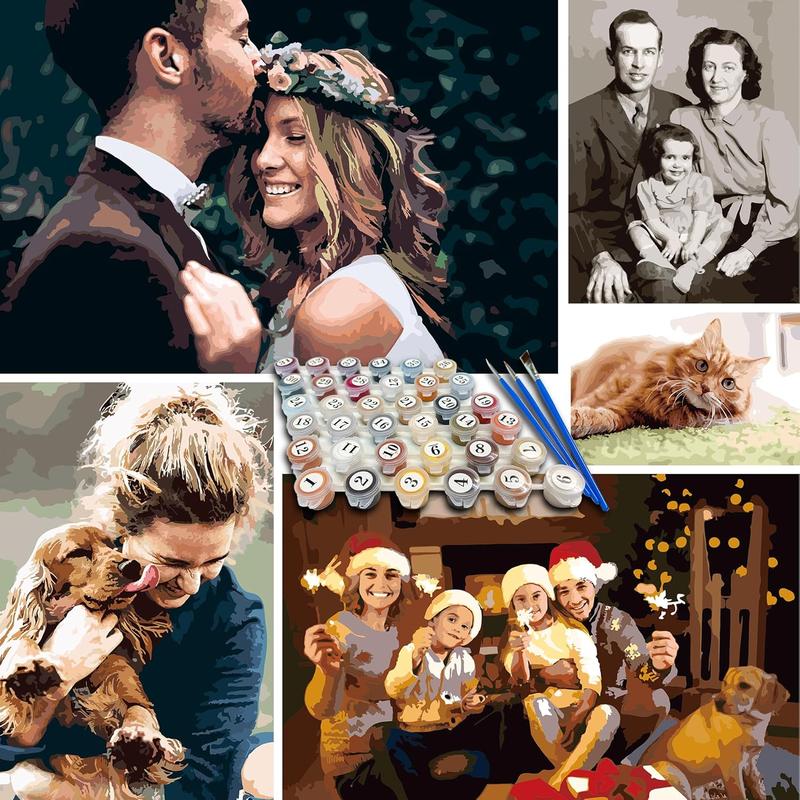 Customize Your Personalized DIY Paint-by-Numbers kit Using a Photo of Your Choice.Great Gift idea for Valentine's Day, Mother's Day, or Father's Day