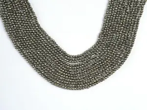 Natural Pyrite Gemstone Round Micro Faceted Beads String 15.5 Inches Long 2/3/4/6 MM for Jewelry Making and Crafting - AS & J