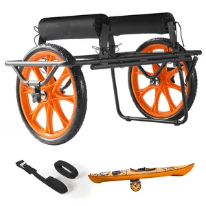 Kayak Cart 330 Lbs Detachable Canoe Carrier With 15-In Solid Rubber Tires, Heavy-Duty Aluminum Frame, Transport Cart For Kayaks And Canoes, Universal Fit, Quick-Release Strap, Foldable Handle, Weather-Resistant Build