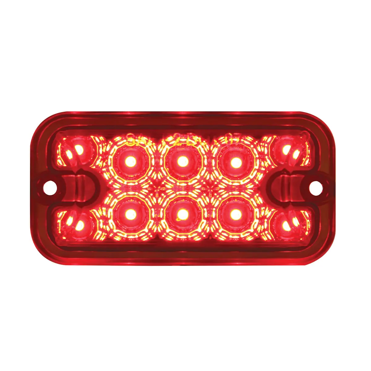 (1) 10 LED Dual Function Reflector Rectangular Light - Red LED/Red Lens