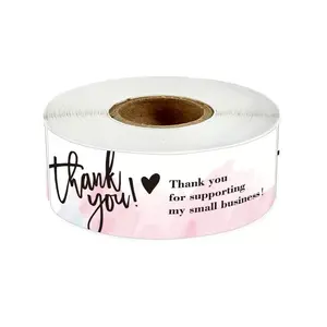 120pcs 1 Roll Thank You For Supporting My Small Business Seal Labels 1 x 3 inch Pink Stickers for Orders Adhesive Vinyl Decal
