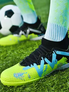 Men's All Over Print Lace Up Sports Soccer Shoes, Breathable Comfortable Non-slip Sports Football Shoes, Professional Football Cleats for Outdoor Training & Competition, Football Field Boots