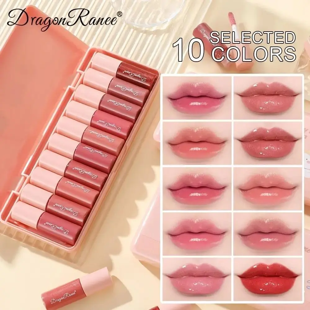 10-Color Mini Liquid Lipstick Set, Korean Velvet Moisturizing Hydrating Glossy Lip Gloss, Multifunctional Lip & Blush Stain, Long-Lasting, Perfect Gift
