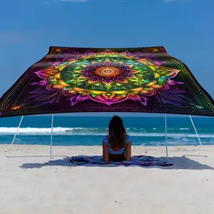 1PCS Thickened Sun-Proof Mysterious Flower Beach Outdoor Canopy Tarp, Beach Sunshade, Durable and Sturdy, Comes with Rope