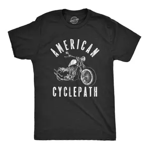 Mens American Cyclepath T Shirt Funny Insane Motorcycle Riding Tee for Guys Mens Funny T Shirts Cool Vintage Fashion T-Shirt Gift Classic Menswear Patriotic Apparel for Men Funny Mechanic Short Sleeve Novelty Black -