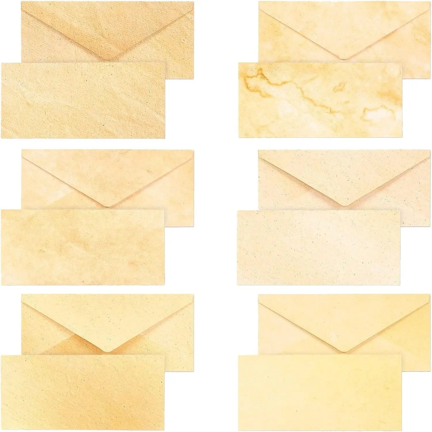 Rectangular Vintage Envelopes - Antique Invitation Envelope Designs - Bulk Vintage Stationery Set - Pack of 48, 8.7 x 4 in, Brown
