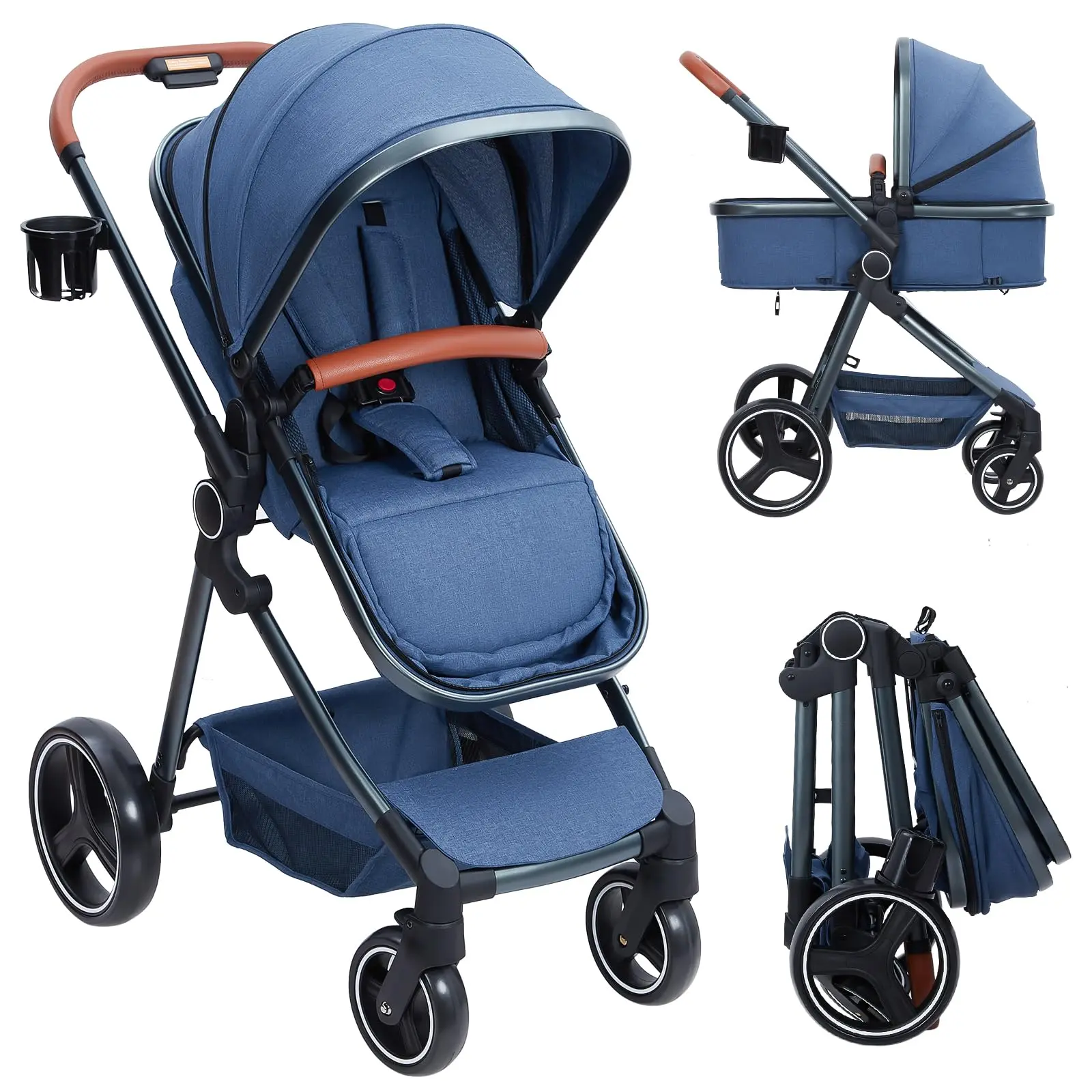 GARVEE Aluminum Quad Stroller - Lightweight, Foldable, Adjustable Pushchair for 0-36 Month Infants, Safe Baby Travel Gear, Adjustable Stroller
