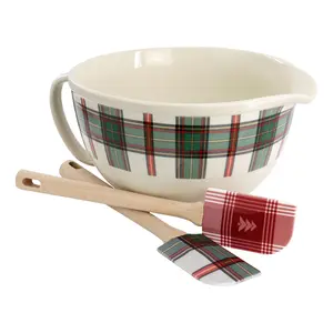 Martha Stewart 3 Piece Holiday Plaid Mixing Bowl Set