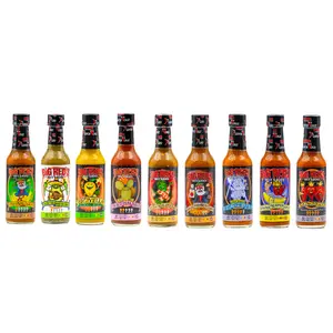 Flavor Tour Hot Sauce Sampler Pack - 9 Assorted 5 oz Bottles Vegan Gluten-Free