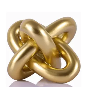 Golden Knot Statue, Three Knot Sculpture Home Decor Accents, Knot Sculptures and Statues for Rustic Coffee Table Living Room Dining Table Entryway Entrance Shelf Small Decorations and Accessories sports event souvenir dragon theme collectible tiktokshopsp