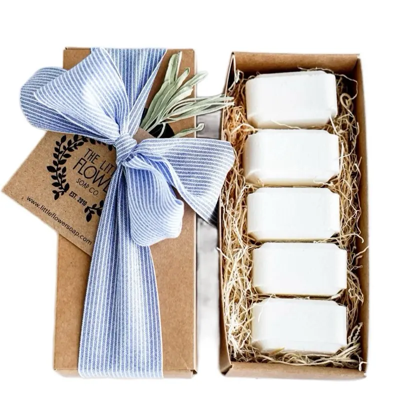 The Little Flower Soap Co. Shower Steamer Gift Set with Elegant Blue Bow and Natural Sage Accents
