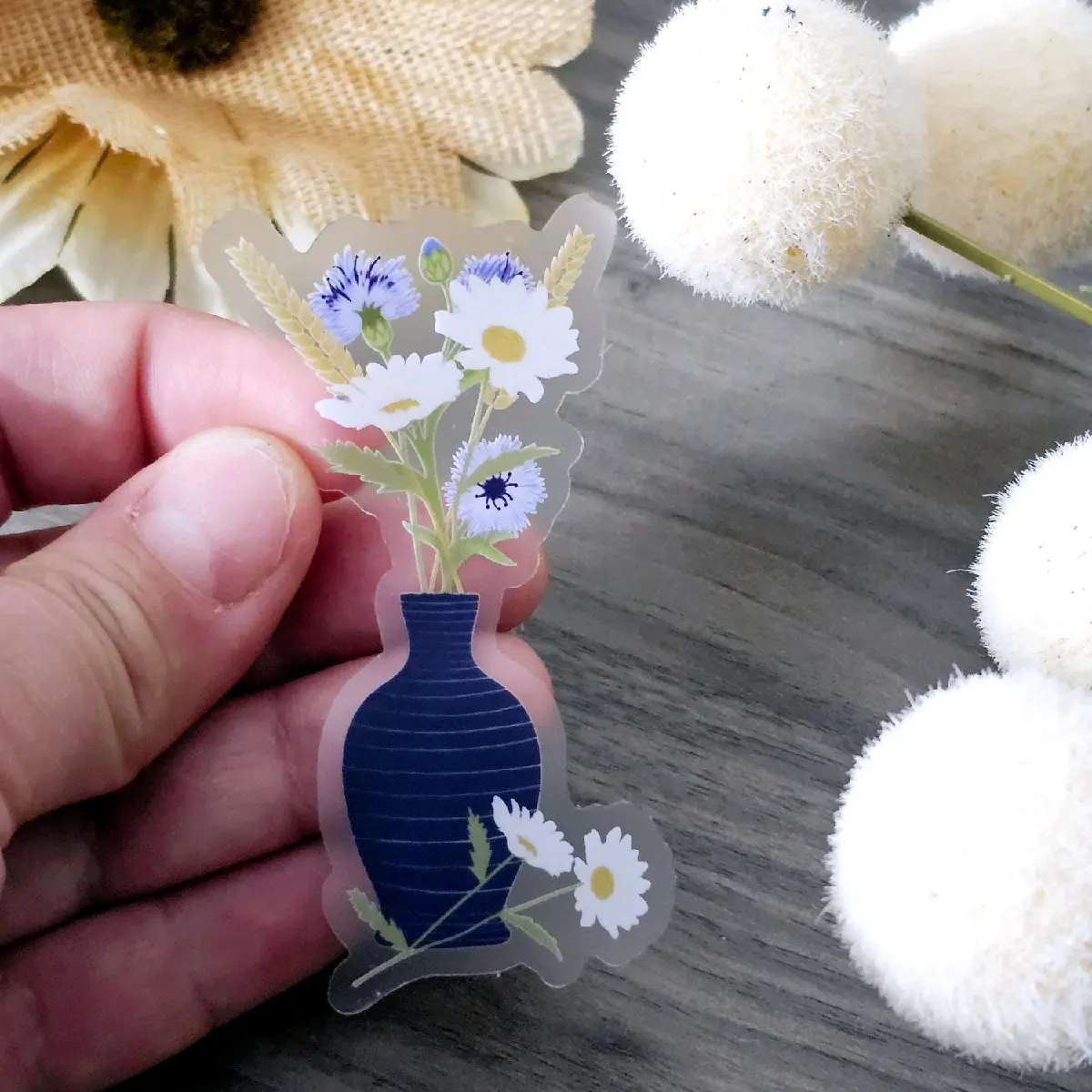 Bouquet daisy stickers, Floral Stickers, clear flower sticker, wedding stickers Decor Decorative Ornaments Tiles Sticker Waterproof Vinyl