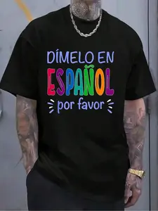 100% Cotton Dimelo En Espanol Bilingual Spanish Teacher T-Shirt Women's Men's Graphic Tee Crew Neck summer vacation Tops