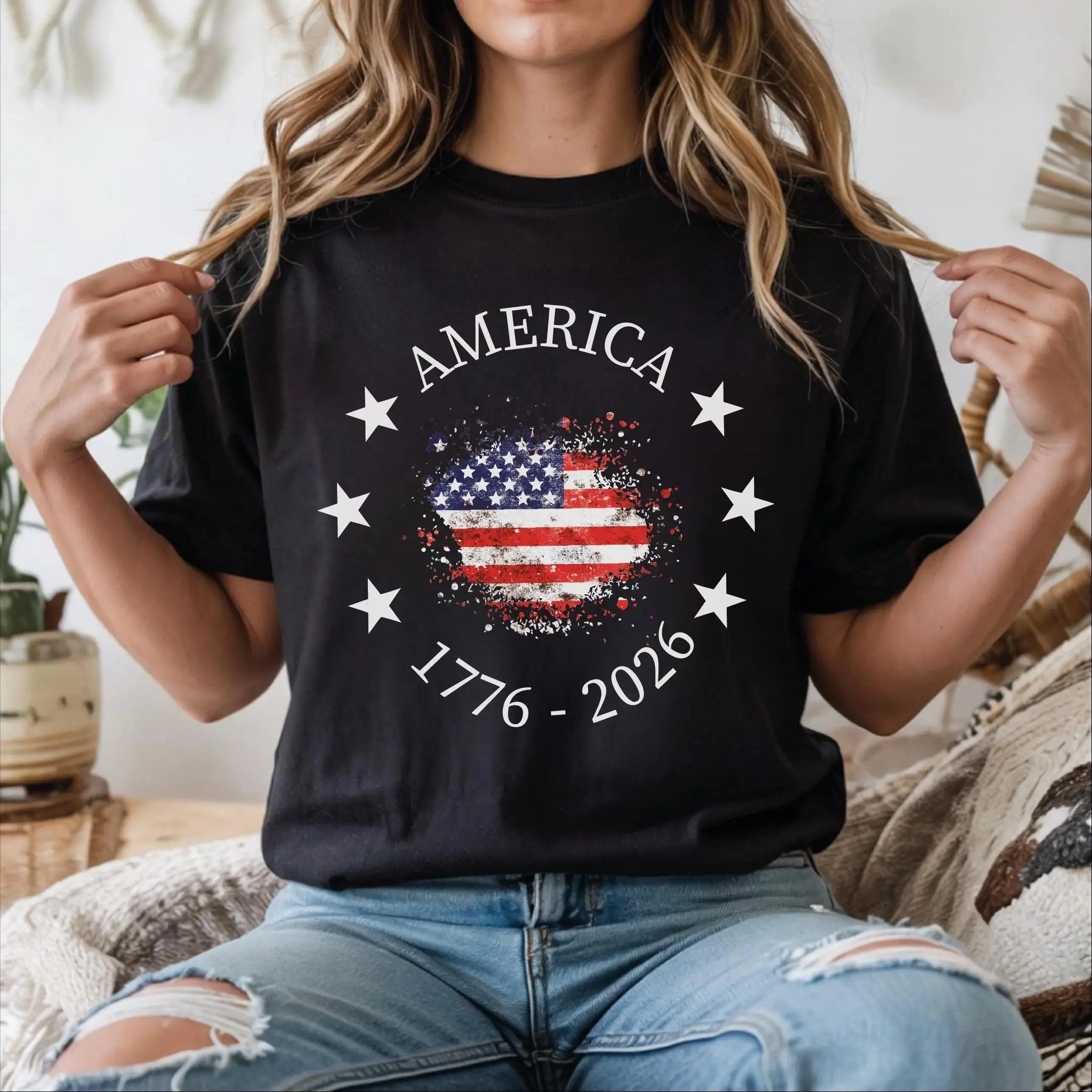 America 250th Anniversary Patriotic T-Shirt, USA Flag Graphic Tee, Independence Day Celebration Shirt, 4th of July Outfit Idea, American Pride Gift for Men and Women