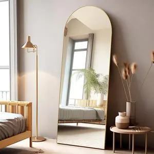 Floor Mirror, 58"×18" Arched Full Length Mirror with Stand, Standing Mirror, Full Body Mirror, Large Mirror, Arched Wall Mirror,
