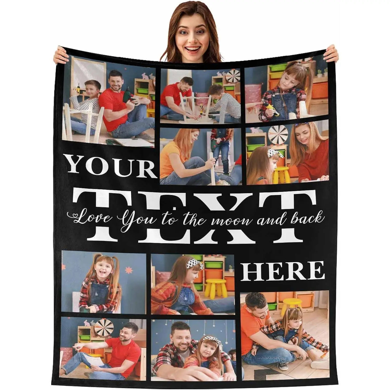 Custom Best Friends Blanket for Women Personalized Blanket with Photos Text Customized 10 Picture Collages Throw Blanket for Family Adult Kids Couple Birthday Christmas Memorial Gift