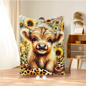 Cute Cow Pattern Blanket, Soft Comfortable Warm Throw, Air-conditioned Room Blanket, Warm Nap Blanket for Home Office Travel Camping