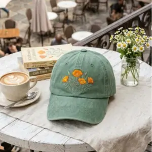 California Poppy Embroidered Hat – Cute Floral Dad Hat, California Gift for Mom, Nature Lover Baseball Cap