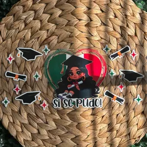 Graduation UVDTF CUP WRAP Si Se Pudo Design with Graduation Cap and Diplomas Theme