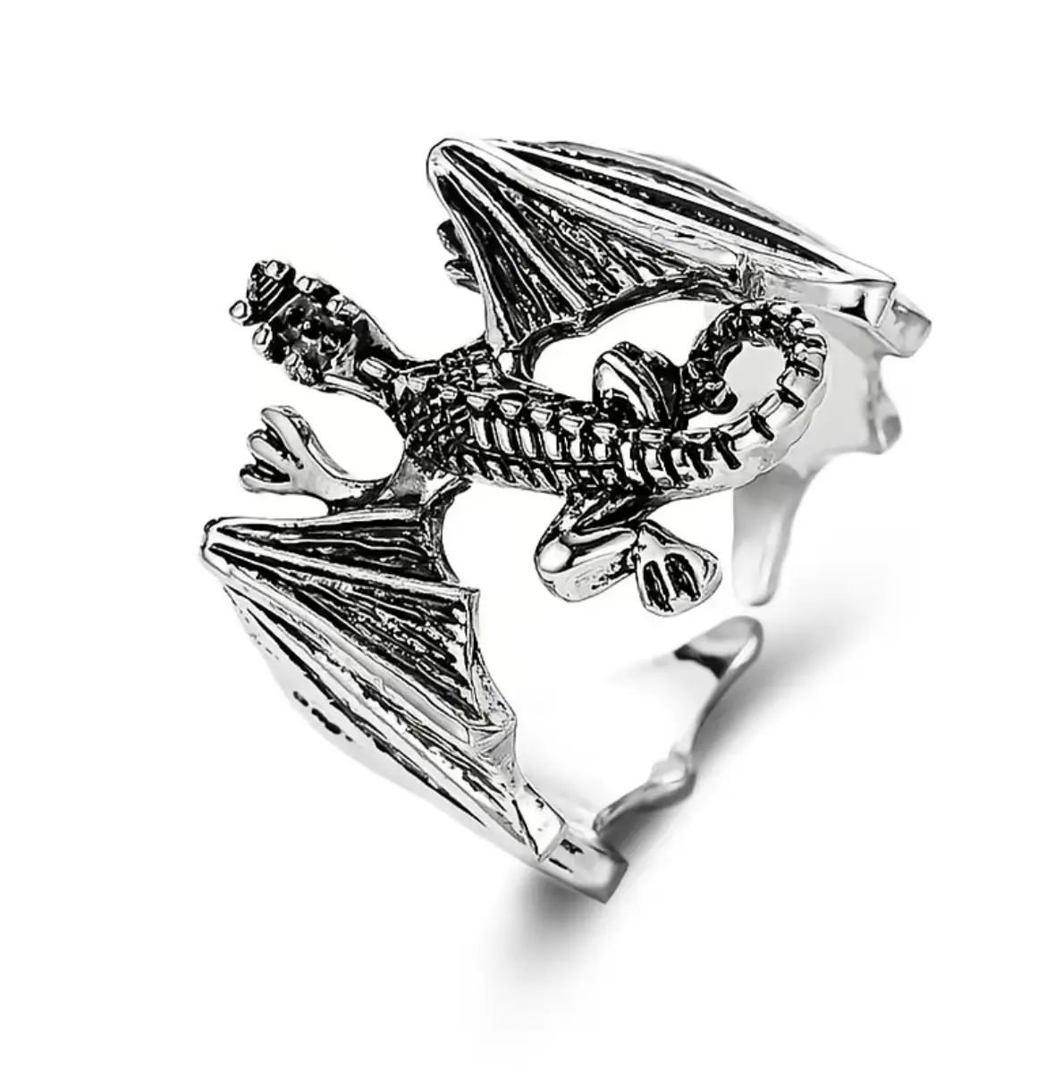 Dragon-Shaped Ring BlackSummer WinsPteranodon Design For Daily Wear Ideal forParties, Dances, and Celebrations EngravedDragon Pattern Unisex Jewelry UniqueAccessory rings for men,summerwins