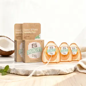 Dr. Gingers DRX 3 Pack Expanding Dental Floss with Organic Coconut Oil Peppermint Oil & Xylitol Anti-Cavity Plaque Removal Brightens Teeth Oral Hygiene Essentials