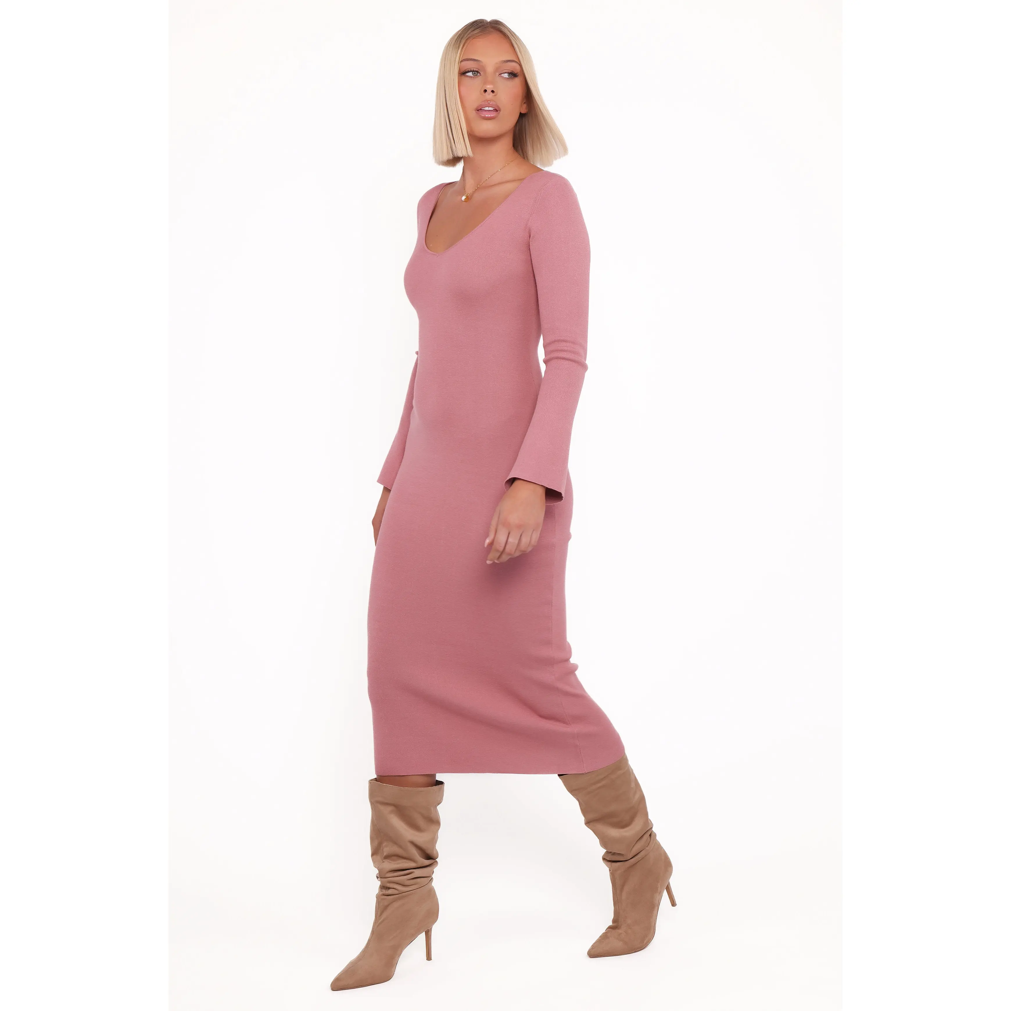 long sleeve long maternity dresses Cream Long Sleeve Mock Neck Maternity Dress Large